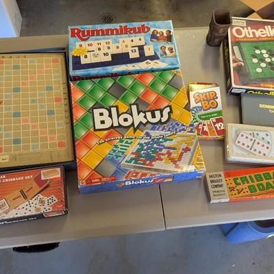 Assortment Of Games Dominoes Othello Scrabble Blokus Rummikub (G)