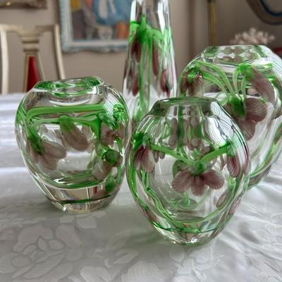 Set of 4 lead crystal vases
