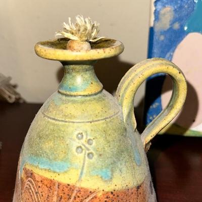 Follette pottery oil lamp