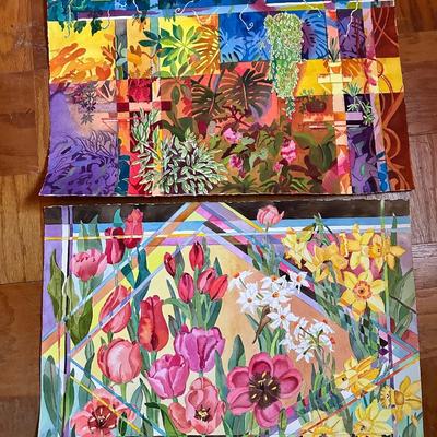 Two unframed water color pictures