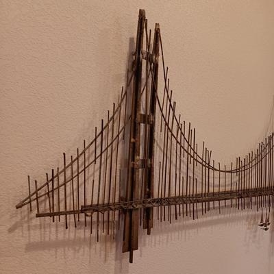 C JERE MID-CENTURY METAL WALL HUNG GOLDEN GATE BRIDGE