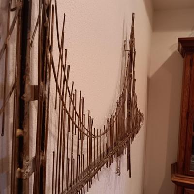 C JERE MID-CENTURY METAL WALL HUNG GOLDEN GATE BRIDGE