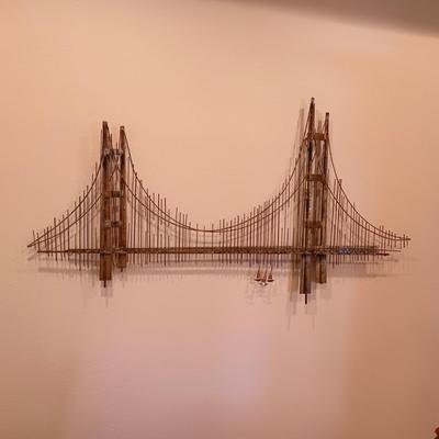 C JERE MID-CENTURY METAL WALL HUNG GOLDEN GATE BRIDGE
