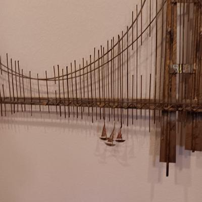C JERE MID-CENTURY METAL WALL HUNG GOLDEN GATE BRIDGE