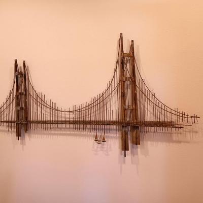 C JERE MID-CENTURY METAL WALL HUNG GOLDEN GATE BRIDGE