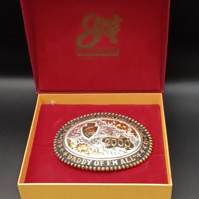 "2000 CHEYENNE FRONTIER DAYS DADDY OF EM ALL" BELT BUCKLE BY GIST SILVERSMITH