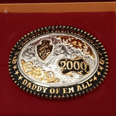 "2000 CHEYENNE FRONTIER DAYS DADDY OF EM ALL" BELT BUCKLE BY GIST SILVERSMITH