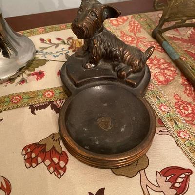 Antique 1900s Cast iron Scottie Dog trinket tray, coin holder
