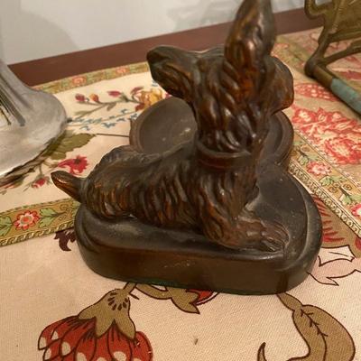 Antique 1900s Cast iron Scottie Dog trinket tray, coin holder