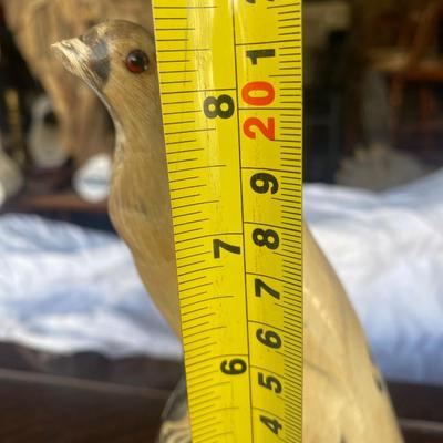 Carved horn bird on wood base