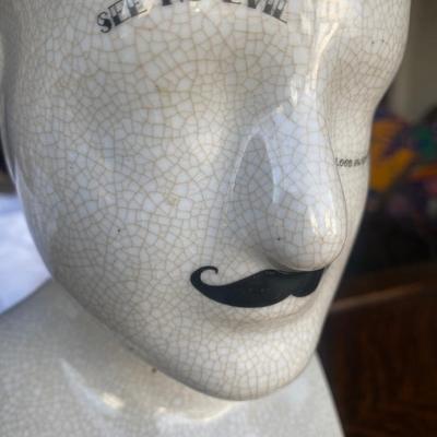 Traditional Tattooed Phrenology Head Bust