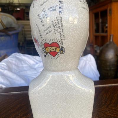 Traditional Tattooed Phrenology Head Bust