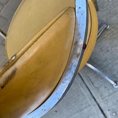 Contempo Frames Inc. Mid-Century Modern yellow vinyl chrome frame chair
