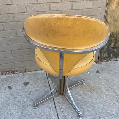 Contempo Frames Inc. Mid-Century Modern yellow vinyl chrome frame chair