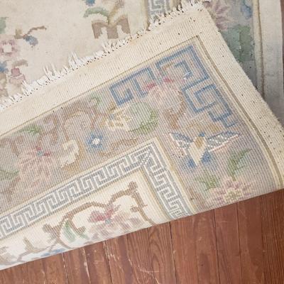 8.5' x 5.5' and 4' x 2.5' Cream with Blues Oriental Style Area Rugs (LR-KD)