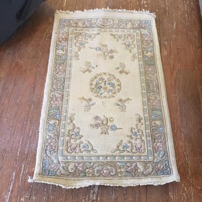 8.5' x 5.5' and 4' x 2.5' Cream with Blues Oriental Style Area Rugs (LR-KD)