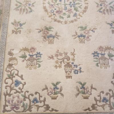 8.5' x 5.5' and 4' x 2.5' Cream with Blues Oriental Style Area Rugs (LR-KD)