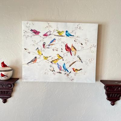 Bird print & sconces