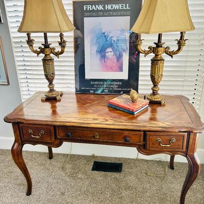 Parquet Desk and Lamp Lot
