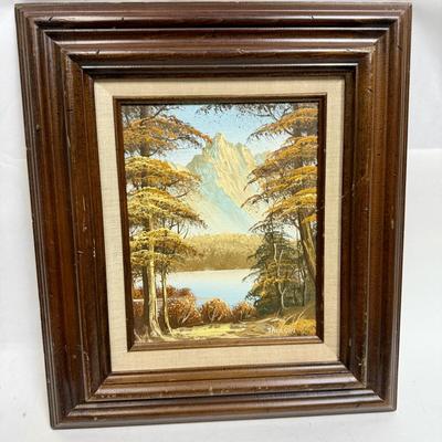 Framed Oil on Canvas: Mountain Lake by Jackson