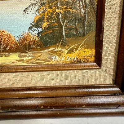 Framed Oil on Canvas: Mountain Lake by Jackson