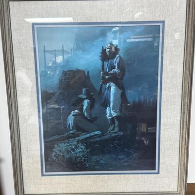 Limited Edition 28/950 signed print by Bud Burnham, titled "American Indian Print". 23” x 27”
