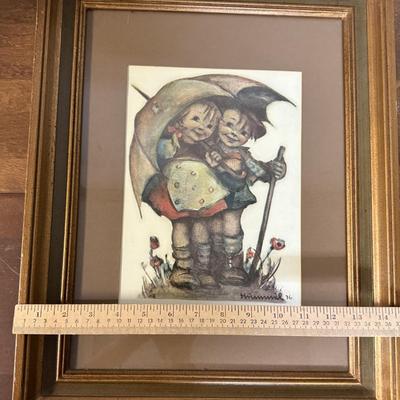 Vintage Goebel Hummel Framed Print "Stormy Weather"