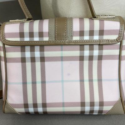 Burberry Pink/Brown House Check PVC Top Handbag