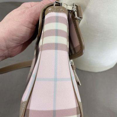Burberry Pink/Brown House Check PVC Top Handbag