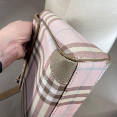 Burberry Pink/Brown House Check PVC Top Handbag