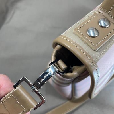Burberry Pink/Brown House Check PVC Top Handbag