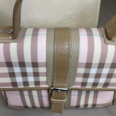 Burberry Pink/Brown House Check PVC Top Handbag