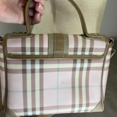 Burberry Pink/Brown House Check PVC Top Handbag