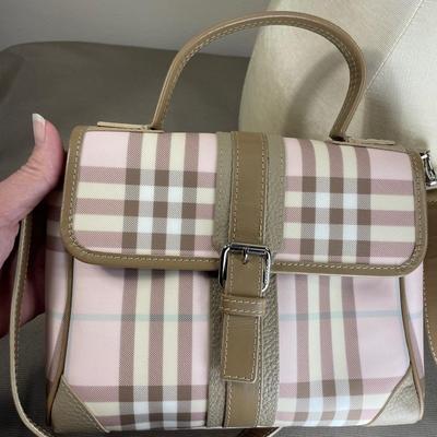 Burberry Pink/Brown House Check PVC Top Handbag