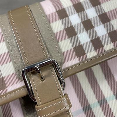 Burberry Pink/Brown House Check PVC Top Handbag
