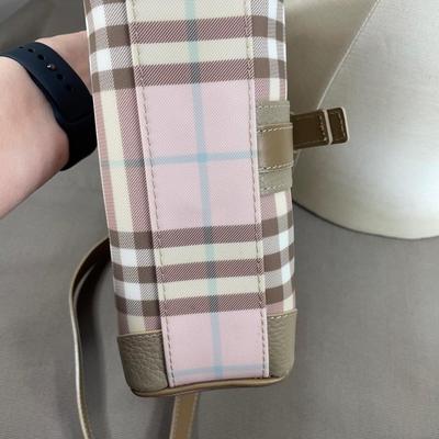 Burberry Pink/Brown House Check PVC Top Handbag