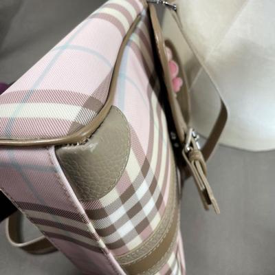 Burberry Pink/Brown House Check PVC Top Handbag
