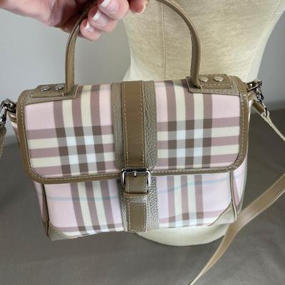Burberry Pink/Brown House Check PVC Top Handbag