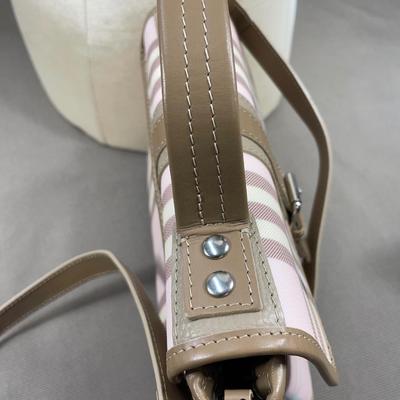 Burberry Pink/Brown House Check PVC Top Handbag