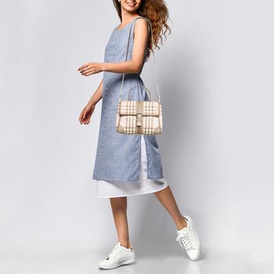 Burberry Pink/Brown House Check PVC Top Handbag