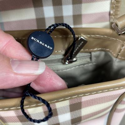 Burberry Pink/Brown House Check PVC Top Handbag