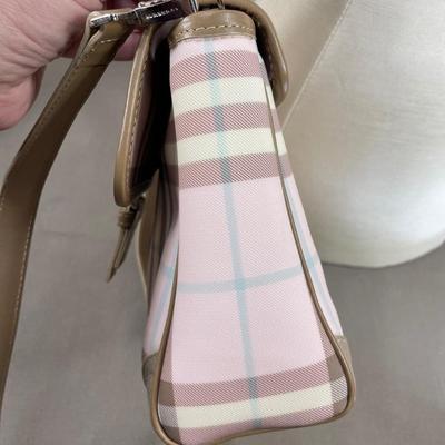 Burberry Pink/Brown House Check PVC Top Handbag