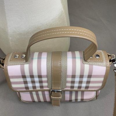 Burberry Pink/Brown House Check PVC Top Handbag