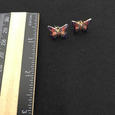 Vintage cloisonné butterfly earrings