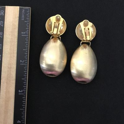 Vintage brushed gold toned clip on earrings