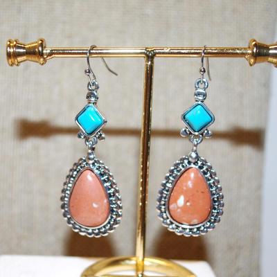 "Tribal" Style Dangle Earrings (2" x ¾") with Hook Clasp