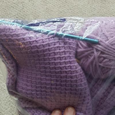 Two Tubs of Yarn and Knitting Supplies