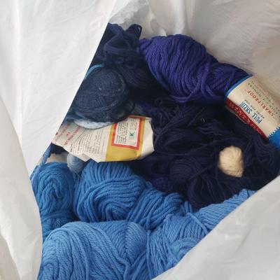 Two Tubs of Yarn and Knitting Supplies