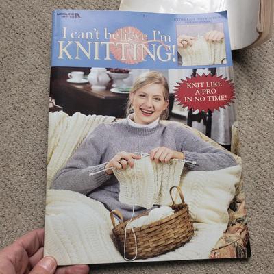 Two Tubs of Yarn and Knitting Supplies
