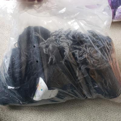 Two Tubs of Yarn and Knitting Supplies
